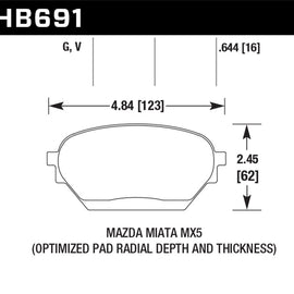Hawk Performance HB691G.644 DTC-60 Disc Brake Pad Fits 06-14 MX-5 Miata HB691G.644