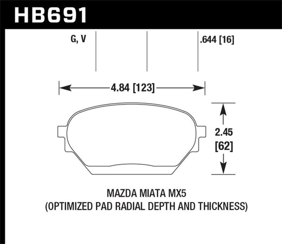 Hawk Performance HB691G.644 DTC-60 Disc Brake Pad Fits 06-14 MX-5 Miata HB691G.644