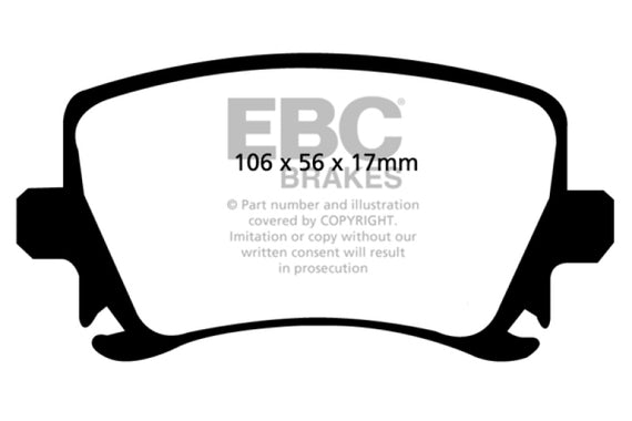 EBC Yellow Stuff Rear Brake Pads for 06-13 Audi A3 2.0L Turbo w/ Girling Caliper DP41518R
