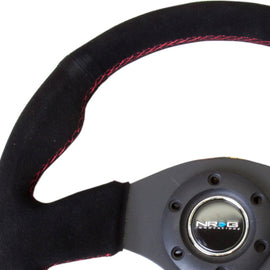 NRG Reinforced Steering Wheel (320mm) Suede w/Red Stitch RST-012S-RS