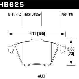 Hawk Performance HB625B.760 HPS 5.0 Disc Brake Pad Fits 08-15 Golf R TT Quattro HB625B.760