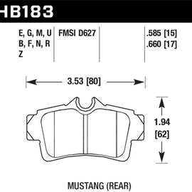 Hawk 01 Ford Mustang Bullit / 94-99 & 01 & 03-04 Mustang Cobra Blue 9012 Race Rear Brake Pads HB183E.585
