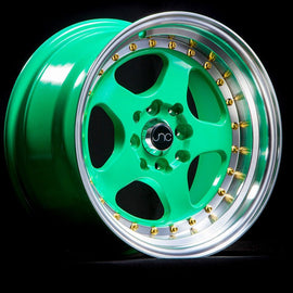 JNC 010 Wasabi Green w/ Gold Rivets 15x8 4x100/4x114.3 +20 Wheel/Rim 18515225990