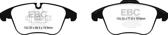 EBC 2016+ Jaguar XE 2.0L TD (180) Yellowstuff Front Brake Pads DP42252R
