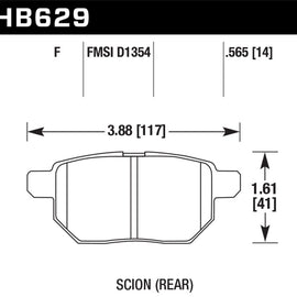 Hawk HPS Rear Brake Pads for 11+ Scion tC - HB629F.565 HB629F.565