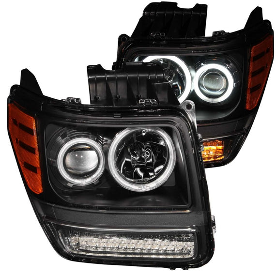 Anzo 111145 Black Clear Lens Projector Headlights with Led for 07-12 Dodge Nitro 111145