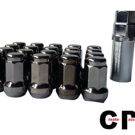 CPR 7 Sided 12x1.25 CHROME BLACK LUG NUTS 20pc