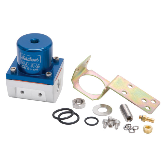 Edelbrock Fuel Pressure Regulator EFI 180 GPH 35-90 PSI -6 In/Out -6 Return Blue/Clear 174042