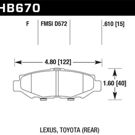 Hawk for 93-97 Lexus GS300 /96-98 SC300 / for 93-98 Toyota Supra (Non-Turbo) HPS HB670F.610