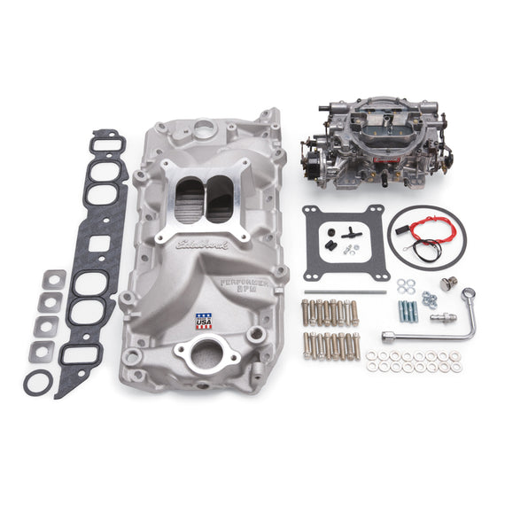 Edelbrock Manifold And Carb Kit Performer RPM Big Block Chevrolet Oval Port Natural Finish 2062