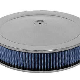aFe MagnumFLOW Air Filters Round Racing P5R A/F Chrome Assy 14x3: Blk/Blue 18-21401