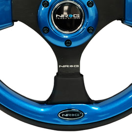 NRG Reinforced Steering Wheel (320mm) Blk w/Blue Trim RST-001BL