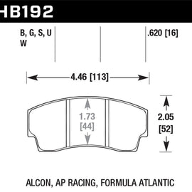 Hawk AP Racing CP4567 / CP5040-10/11/12/13S4 / CP5100 / CP5108 / CP6760 DTC-60 Race Brake Pads HB192G.620