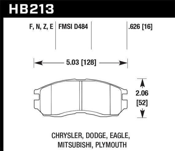 HAWK HP+ Brake Pad Sets Performance Vehicle Fitment See Description HB213N.626 HB213N.626