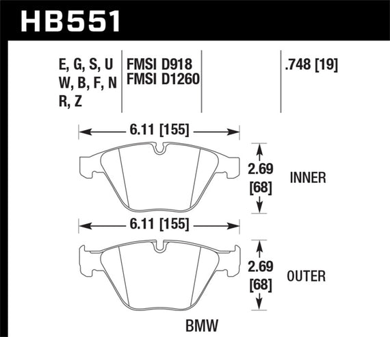 Hawk Performance HB551U.748 HB551U.748
