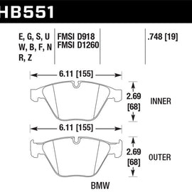 Hawk 07-09 BMW 335d/335i/335xi / 08-09 328i/M3 DTC-30 Race Front Brake Pads HB551W.748
