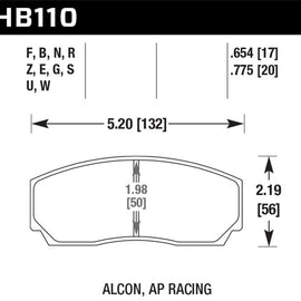Hawk AP CP2279 / CP3788 / CP3789 / C5835 / C5880 / C5830 (SC430) Caliper DTC-70 Race Brake Pads HB110U.775