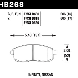 Hawk HB268Z.665 PC Performance Ceramic Brake Pads [Front Set] HB268Z.665