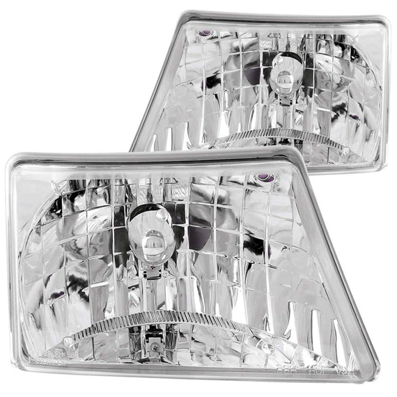 Anzo 111037 Chrome Halogen Bulb Clear Lens Crystal Headlights for 98-00 Ranger 111037
