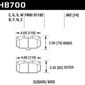 Hawk HP Plus Brake Pads Front Fits Impreza WRX 06-07 HB700N.562 HB700N.562