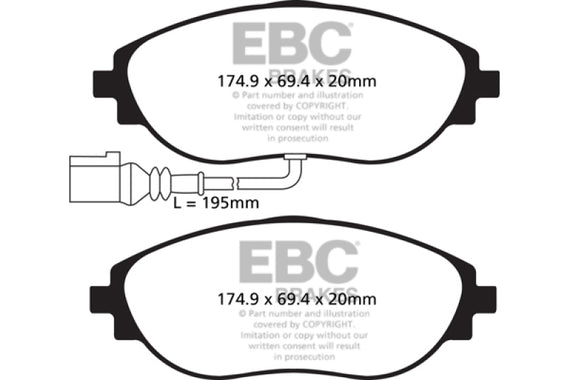 EBC 12+ Volkswagen CC 3.6 Ultimax2 Front Brake Pads UD1633