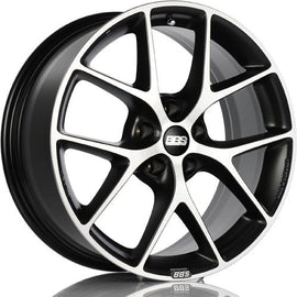 BBS STYLE SR 17X7.5 5X114.3 +42 CB82 SATIN BLACK W/DIAMOND FACE WHEEL / RIM SR008VGPK