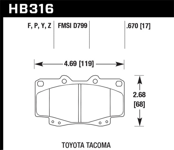 Hawk LTS Street Brake Pads HB316Y.670