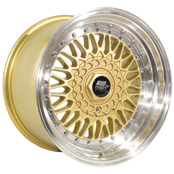 MST MT13 16x8.0 5x100/5x114.3 +20 cb73.1 Gold w/Machined Lip Wheel/Rim 13-6817-20-GLDL