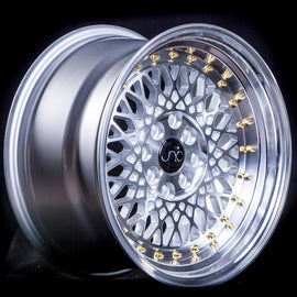 JNC 031 Silver Machined Face(Chrome Rivets) 15x8 4x100/4x114.3 +20 Wheel/Rim 18515580166