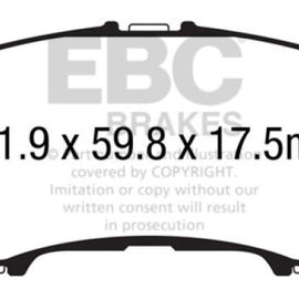 EBC 14+ Nissan Rogue 2.5 2 row seating Yellowstuff Front Brake Pads DP43032R