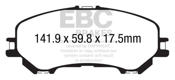 EBC 14+ Nissan Rogue 2.5 2 row seating Yellowstuff Front Brake Pads DP43032R