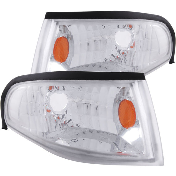 Anzo USA Euro Corner Lights Chrome w/ Amber Reflector for Ford Mustang 1994-1998 521016