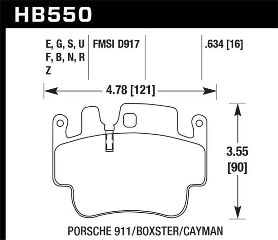 Disc Brake Pad Set-Carrera 4S Front,Rear Hawk Perf HB550E.634 HB550E.634