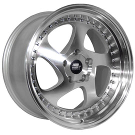 MST MT15 18x9.5 5x114.3 35 73.1 Silver w/Machined Face Wheel/Rim 15-89565-35-SILF