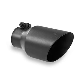 MBRP Universal 4in OD Dual Wall Angled 2.5in Inlet 8in Lgth Exhaust Tip - Black T5123BLK