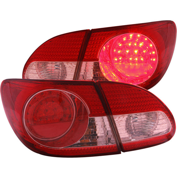 Anzo 321190 Red Clear Lens Led Bulb Tail Lights fit for 03-08 Toyota Corolla 321190