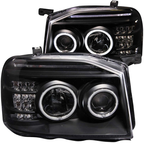 Anzo 111172 Black Halogen Projector Headlights w/ L.E.D. Bar for 01-04 Frontier 111172