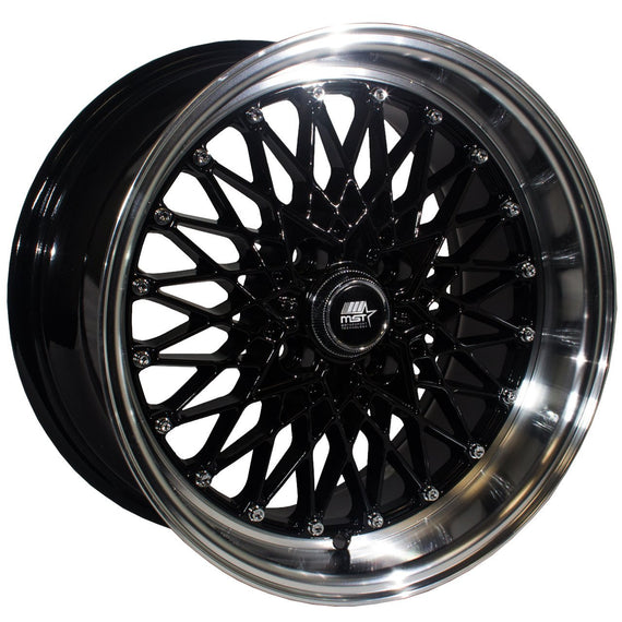 MST MT16 15x8.0 4x100 20 73.1 Black w/Machined Lip Wheel/Rim 16-5849-20-BLKL