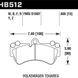Hawk 08 Porsche Cayenne GTS/Turbo / 03-09 Cayenne / 04-05 VW Touareg DTC-30 Race Front Brake Pads HB512W.605