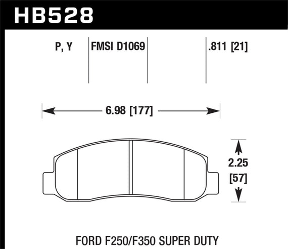 Hawk (HB528P.811) SuperDuty Front Disc Brake Pads for 2008-12 Ford F250/350 HB528P.811