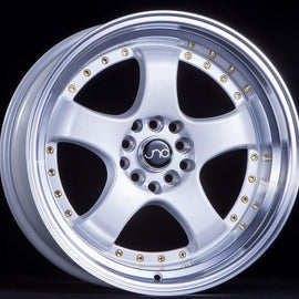 JNC 017 Pearl White Machined Lip Gold Rivets 17x9 5x100/5x114.3 +20 Wheel/Rim 24307144902