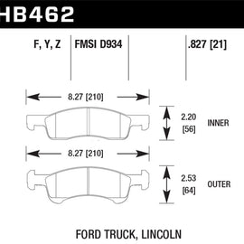 Hawk 03-06 Ford Expedition / 03-06 Lincoln Navigator LTS Street Front Brake HB462Y.827
