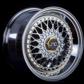 JNC 004 18X8.5 5X100/5X114.3 +30 HYPER BLACK GOLD RIVETS Wheel/Rim