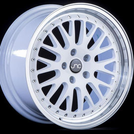 JNC 001 15X8 4X100 +0 WHITE MACHINED LIP Wheel/Rim
