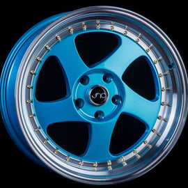 JNC 034 Teal Blue Machine Lip Gold Rivets 18x9 5x114.3 +30 Wheel/Rim 23613109382