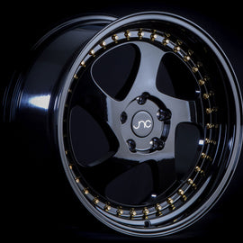 JNC 034 Gloss Black Gold Rivets 15x8 4x100 +25 Wheel/Rim 18515633606