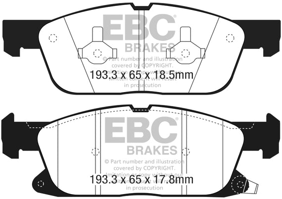 EBC 2016+ Lincoln Continental (10th Gen) 2.7L Twin Turbo Yellowstuff Front Brake Pads DP43072R