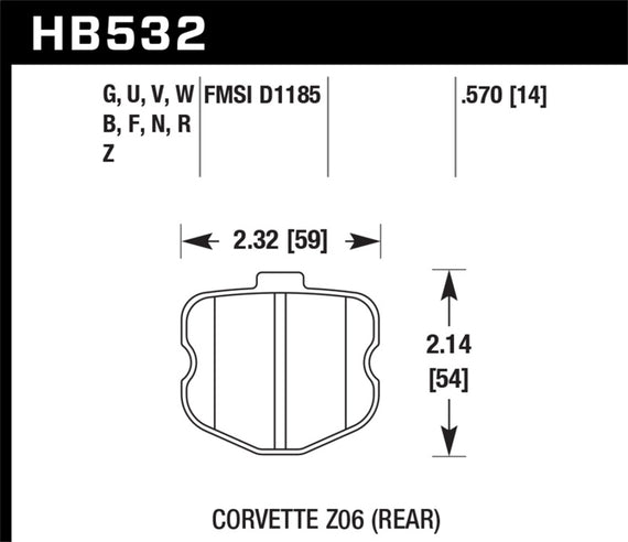 Hawk 10-12 Chevy Corvette Grand Sport / 06-12 Corvette Z06 Rear DTC-70 Race Brake Pads HB532U.570