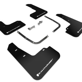 Rally Armor UR Black Mud Flaps w/ White Logo for 2019+ Veloster Turbo, 2.0L MF58-UR-BLK/WH
