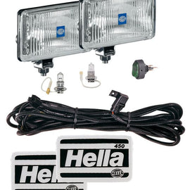 Hella 450 H3 12V SAE/ECE Fog Lamp Kit Clear - Rectangle (Includes 2 Lamps) 005860601